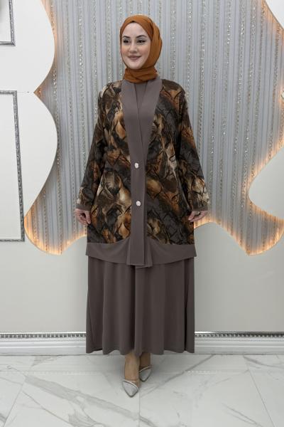 Alime Elbiseli Hırka Vizon