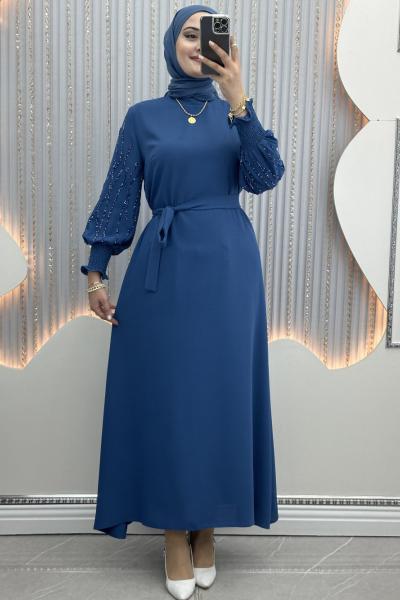 Arşin Taşlı Elbise Mavi