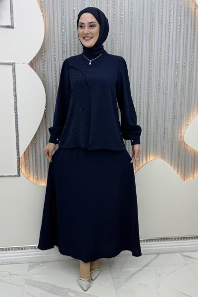 Asil etekli takım Lacivert