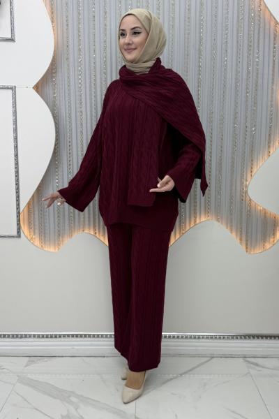 Atkı pantolonlu takım  Bordo