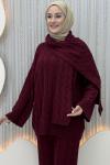 Atkı pantolonlu takım  Bordo