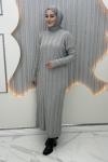 Aura Triko Elbise Gri