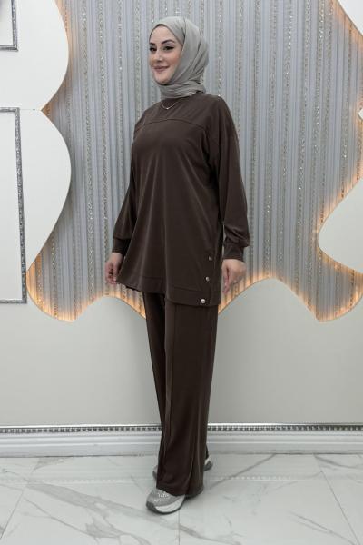 Bade Pantolonlu Takım Kahverengi