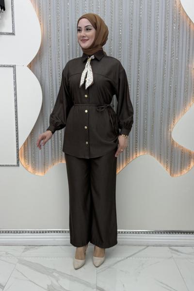 Buket pantolonlu takım Kahverengi