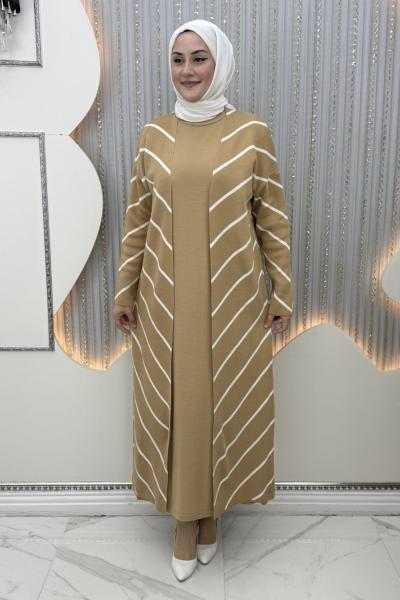 Bukle Elbiseli Hırka Sarı