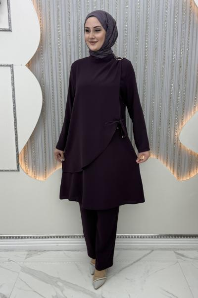 Ceylin Pantolonlu Takım Mor