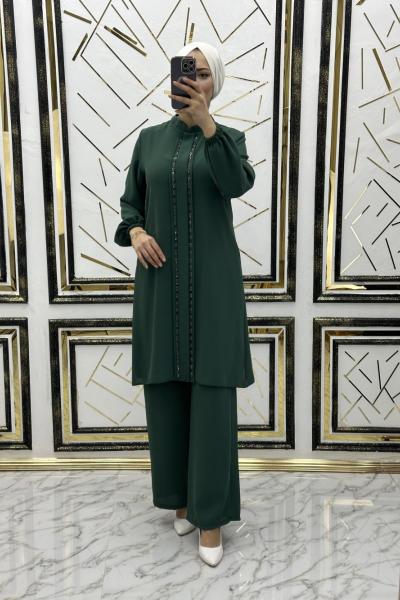 Çift taraf taşlı takım  Zümrüt