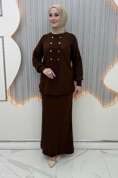 Dicle Etekli Takım Kahverengi