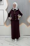 Ekim Yelekli Elbise Bordo
