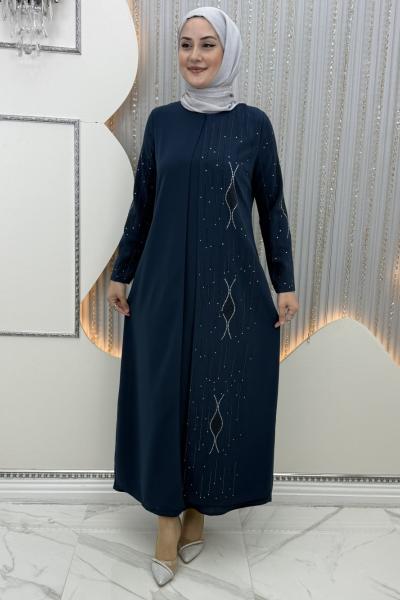 Ella Taşlı Abiye Mavi