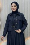 Elvan Kot Ceketli Elbise Lacivert