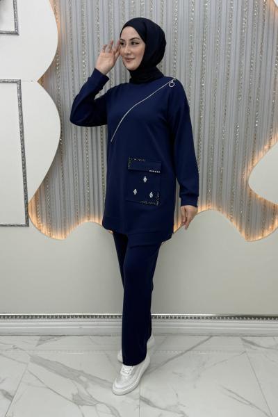 Ezel Pantolonlu Takım Lacivert