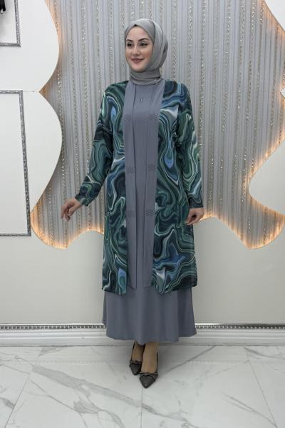 Galaksi Elbiseli Hırka Gri