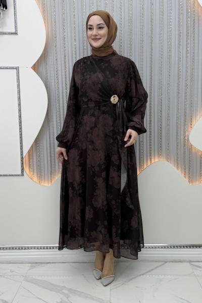 Gece Baharı Elbise Kahverengi