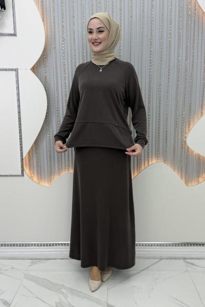 Göksu Etekli Takım  Kahverengi