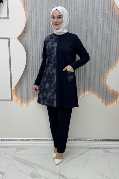 Gölge Pantolonlu Takım Lacivert