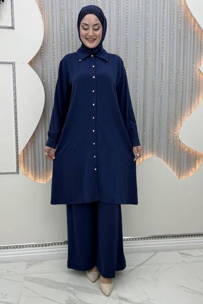 Gülseren pantolonlu takım Lacivert