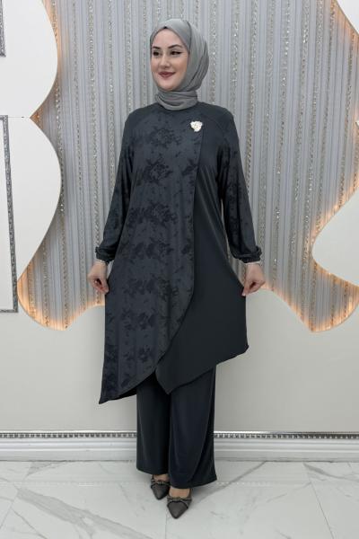 Gülümser Pantolonlu Takım Antrasit