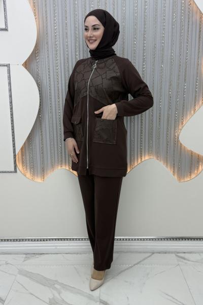 Hazel Pantolonlu Takım Kahverengi