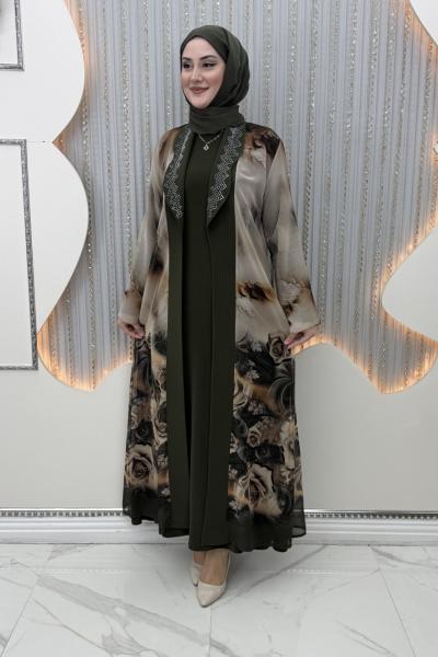 İlkin Elbiseli Hırka Haki