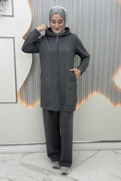 Irmak Pantolonlu Takım Gri