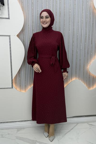 Işıltı elbise Bordo