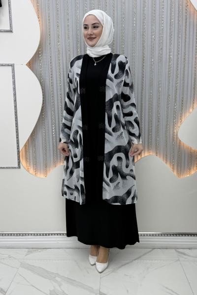 Kardelen Elbiseli Hırka Siyah