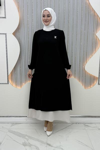 Katarina Çift Katlı Elbise Siyah