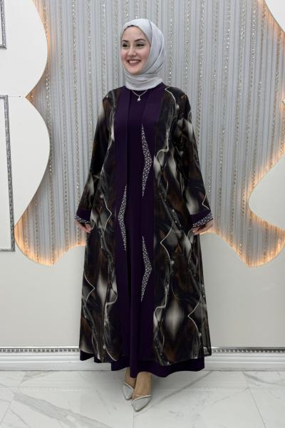 Kumsal Elbiseli Hırka Mor