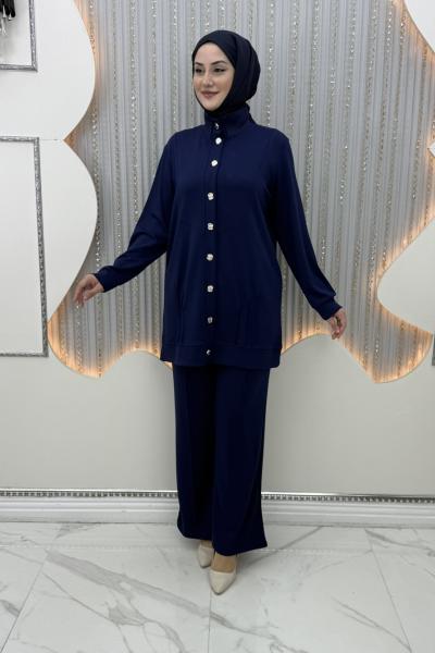 Lale Pantolonlu Takım Lacivert