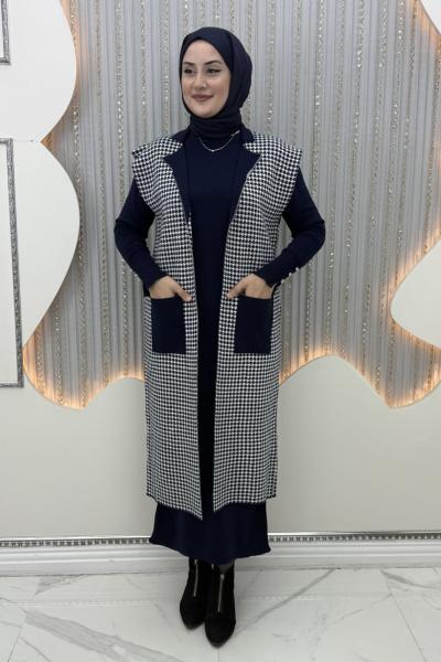 Laris Elbiseli Hırka Lacivert