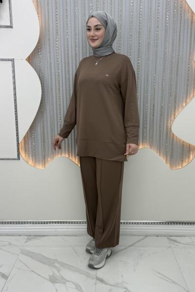 Leyal Pantolonlu Takım Sütlü Kahve