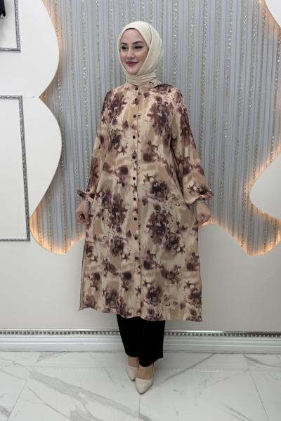 Manolya Pantolonlu Takım Kahverengi