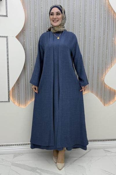 Miner Elbiseli Hırka Mavi