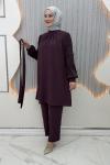 Minimal Pantolonlu Takım Mor