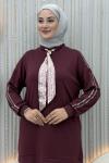 Mukadder Pantolonlu Takım  Bordo