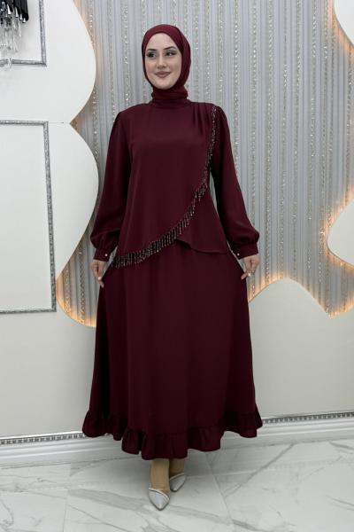 Nazik etekli takım Bordo