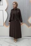 Nursena Elbiseli Hırka Kahverengi