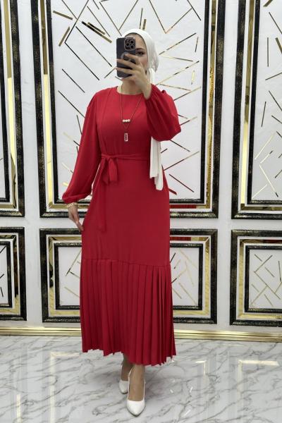 Piliseli düşsel elbise  Kırmızı