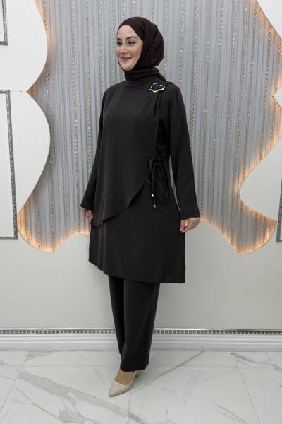 Reyna Pantolonlu Takım Kahverengi