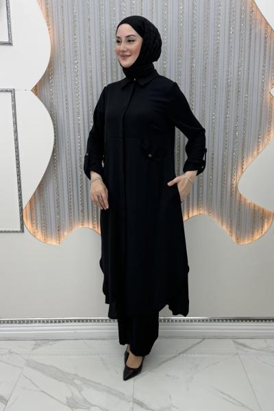 Riya Pantolonlu Takım Siyah