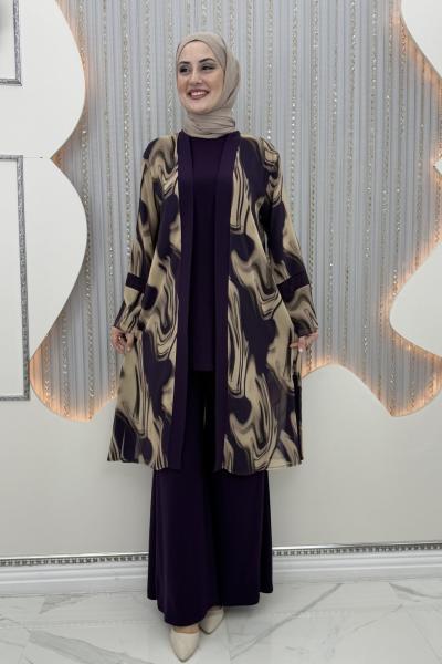 Rüya Pantolonlu Takım Mor