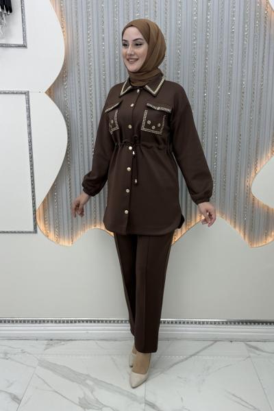 Şaheser Pantolonlu Takım Kahverengi