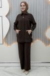 Sahra Pantolonlu Takım  Kahverengi