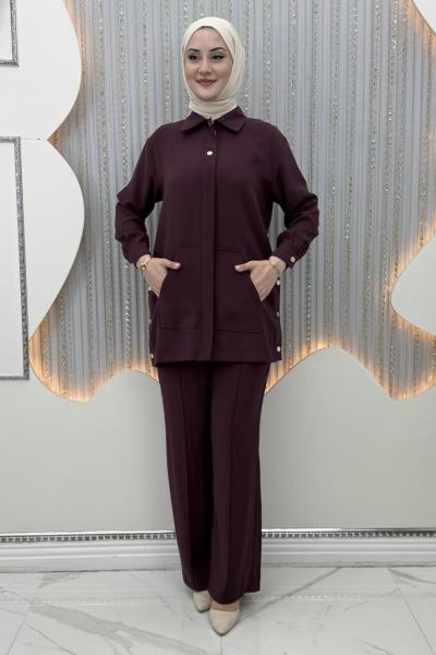 Sahra Pantolonlu Takım Bordo