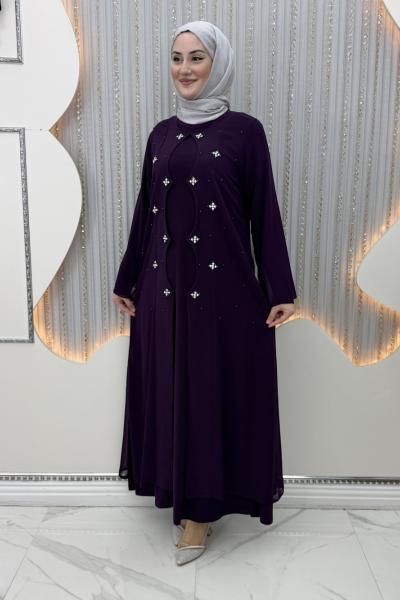 Salkım Elbiseli Hırka Mor