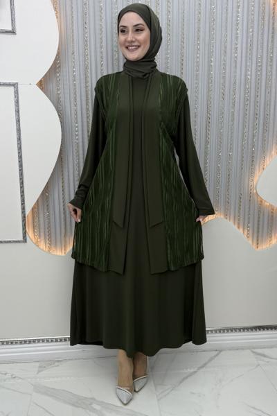 Şengül elbiseli hırka Haki