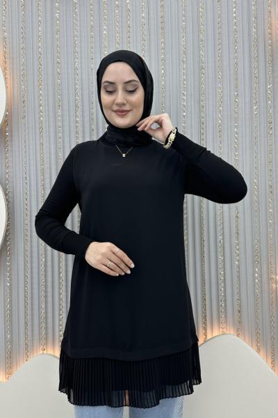 Şifon Sandy tunik  Siyah