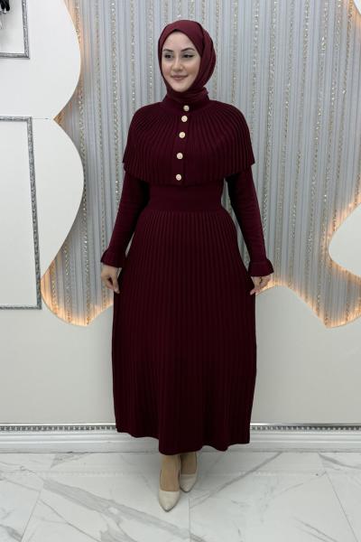Sümbül Triko Elbise Bordo