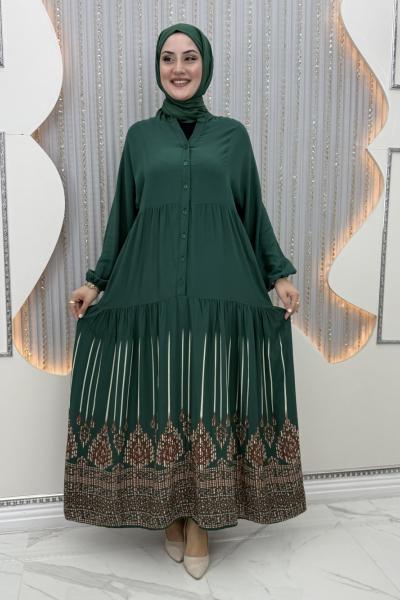 Tuğba viskon elbise Zümrüt